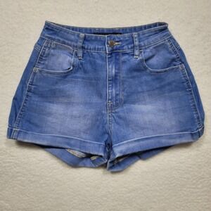 Kendall & Kylie Women's Size 25 Blue Denim Jean Shorts Rolled Cuff Stretch